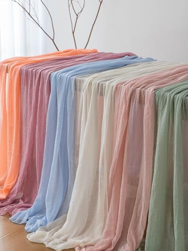 White Cheesecloth Table Runner Fall Boho Wedding Birthday Party Home Decor, alternate view 6