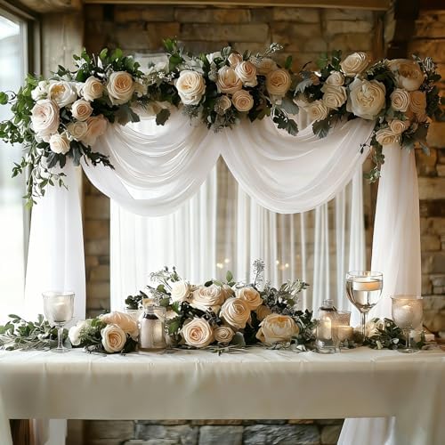 White Chiffon Wedding Arch Draping Fabric, 31" x 20FT, 1 Panel in 31"W x 236"L (Pack of 1) in White, alternate view 3