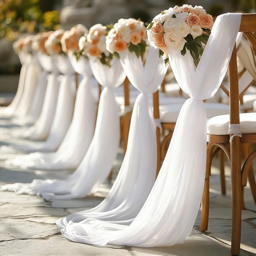 White Chiffon Wedding Arch Draping Fabric, 31" x 20FT, 1 Panel in 31"W x 236"L (Pack of 1) in White, alternate view 4