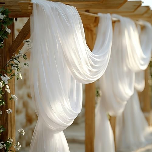 White Chiffon Wedding Arch Draping Fabric, 31" x 20FT, 1 Panel in 31"W x 236"L (Pack of 1) in White, alternate view 6