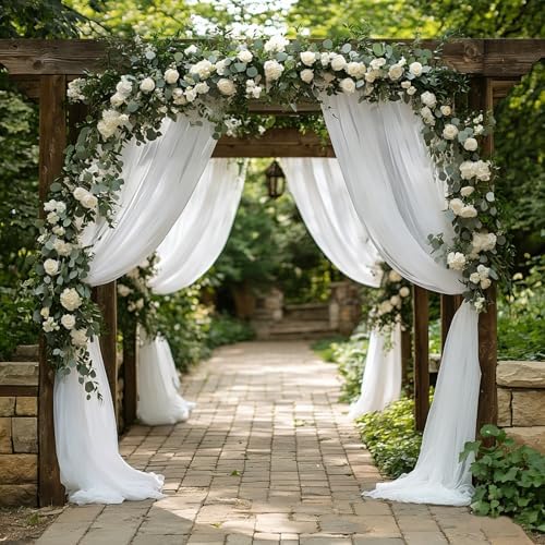 White Chiffon Wedding Arch Draping Fabric, 31" x 20FT, 1 Panel in 31"W x 236"L (Pack of 1) in White, alternate view 7