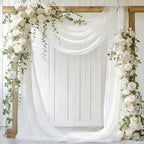 White Chiffon Wedding Arch Draping Fabric, 31" x 20FT, 2 Panels in 31"W x 236"L (Pack of 2) in White