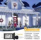 White Christmas Icicle Lights, 300 LED 33FT Icicle Curtain Lights, alternate view 2