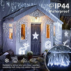 White Christmas Icicle Lights, 300 LED 33FT Icicle Curtain Lights, alternate view 4