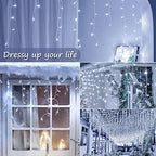 White Christmas Icicle Lights, 300 LED 33FT Icicle Curtain Lights, alternate view 5