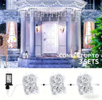 White Christmas Icicle Lights, 300 LED 33FT Icicle Curtain Lights, alternate view 6
