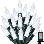 White Christmas Mini Lights, 32.5FT 100 LED Clear Bulbs String Lights with 16 Light Modes, Fairy Lights Plug in