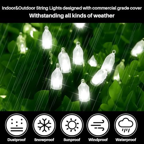 White Christmas Mini Lights, 32.5FT 100 LED Clear Bulbs String Lights with 16 Light Modes, Fairy Lights Plug in, alternate