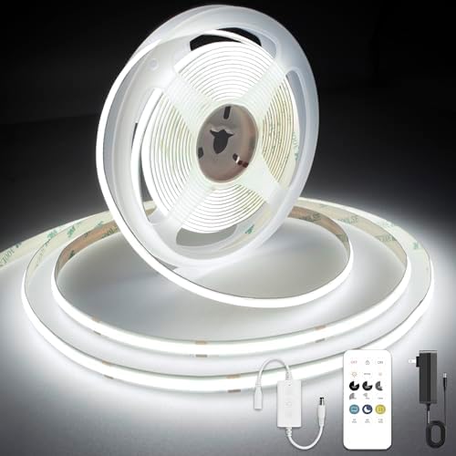 White COB LED Strip Light, Dimmable 24.6ft/7.5m LED Light, 6000K Daylight White 2400 LEDs High Lumen LED Tape