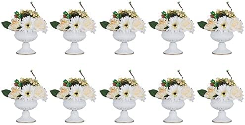 White Compote Vase Centerpiece: 4.96" Tall, 10 Pcs in White