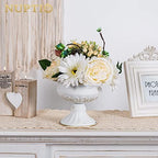 White Compote Vase Centerpiece: 4.96" Tall, 10 Pcs in White, alternate view 2