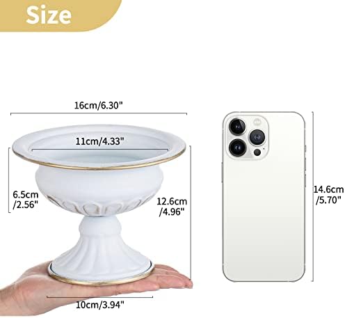 White Compote Vase Centerpiece: 4.96" Tall, 10 Pcs in White, alternate view 3