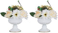 White Compote Vase Centerpiece: Metal Urn Planter, 4.96" Tall, 2 Pcs in White