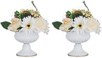 White Compote Vase Centerpiece: Metal Urn Planter, 4.96" Tall, 2 Pcs in White