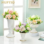White Compote Vase Centerpiece: Metal Urn Planter, 4.96" Tall, 2 Pcs in White, alternate view 5