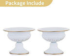 White Compote Vase Centerpiece: Metal Urn Planter, 4.96" Tall, 2 Pcs in White, alternate view 6