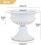 White Compote Vase Centerpiece: Metal Urn Planter, 6.5" Tall, 2 Pcs in White, alternate view 3