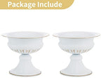 White Compote Vase Centerpiece: Metal Urn Planter, 6.5" Tall, 2 Pcs in White, alternate view 6