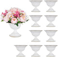 White Compote Vase Wedding Centerpiece, Flower Arrangement, 10Pcs in White