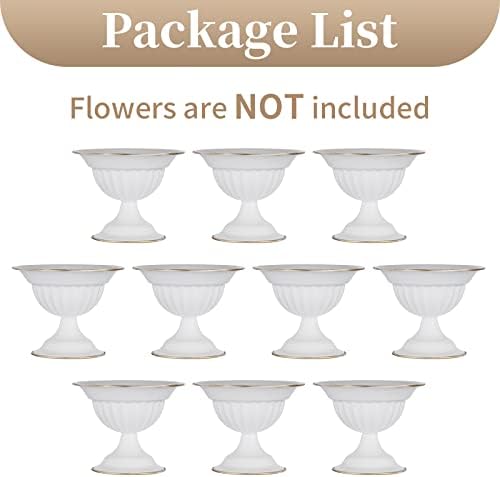 White Compote Vase Wedding Centerpiece, Flower Arrangement, 10Pcs in White, alternate view 6