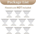 White Compote Vase Wedding Centerpiece, Flower Arrangement, 10Pcs in White, alternate view 6