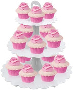 White Cupcake Stand 3-Tier 1-Pack, Cardboard Dessert Display Tower in White 1 Pack