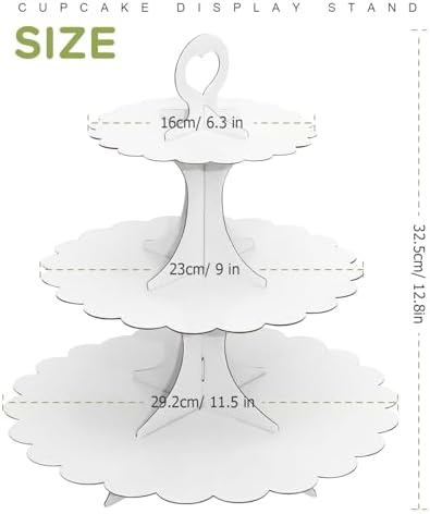 White Cupcake Stand 3-Tier 1-Pack, Cardboard Dessert Display Tower in White 1 Pack, alternate view 3