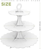 White Cupcake Stand 3-Tier 1-Pack, Cardboard Dessert Display Tower in White 1 Pack, alternate view 3