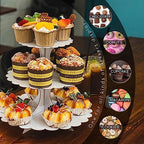 White Cupcake Stand 3-Tier 1-Pack, Cardboard Dessert Display Tower in White 1 Pack, alternate view 5