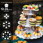 White Cupcake Stand 3-Tier 1-Pack, Cardboard Dessert Display Tower in White 1 Pack, alternate view 6