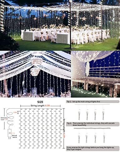 White Curtain Lights for Bedroom Wall, 200 Led Twinkle Lights with Remote 8 Modes Timer, USB Plug-in String, alternate view 5