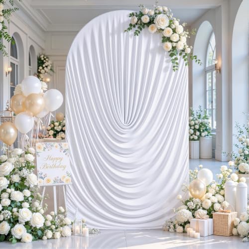 White Draped Arch Cover, 6.6FT Elegant Wedding Arch Backdrop Cover in 6.6FT in White, alternate view 3