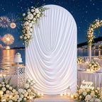 White Draped Arch Cover, 6.6FT Elegant Wedding Arch Backdrop Cover in 6.6FT in White, alternate view 4