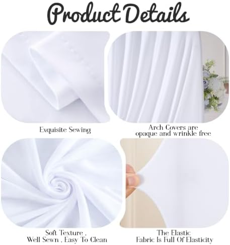 White Draped Arch Cover, 6.6FT Elegant Wedding Arch Backdrop Cover in 6.6FT in White, alternate view 6