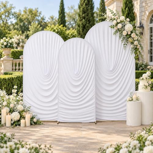 White Draped Arch Cover, 6FT, 6.6FT & 7.2FT Ruched Ripple Arch Covers