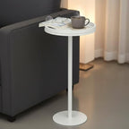 White Drink Table, Modern Small Round Side Table,24.7" Tall, alternate view 2