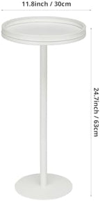 White Drink Table, Modern Small Round Side Table,24.7" Tall, alternate view 3