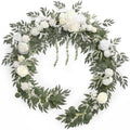 White Eucalyptus Flower Garland Wedding Arch 9 FT in 9ft in Wht-sage Green