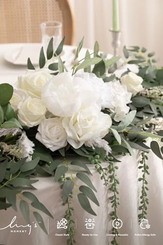 White Eucalyptus Flower Garland Wedding Arch 9 FT in 9ft in Wht-sage Green, alternate view 5