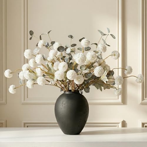 White Faux Kiku Flowers for Vase(NOT Included) - 12 Long Stems