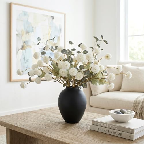White Faux Kiku Flowers for Vase(NOT Included) - 12 Long Stems, alternate view 5