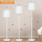 White Floor Lamp for Living Room 55-65" Adjustable Height Modern Standing Lamp with Pull Chain Tall Pole Light, alternate