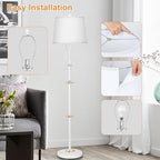 White Floor Lamp for Living Room 55-65" Adjustable Height Modern Standing Lamp with Pull Chain Tall Pole Light, alternate