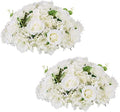 White Flower Balls for Table Centerpieces, 2 Pcs Large Fake Roses in White