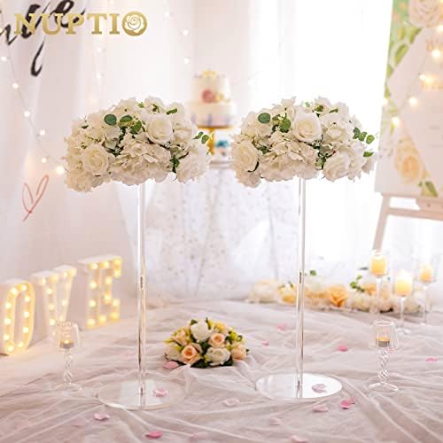 White Flower Balls for Table Centerpieces, 2 Pcs Large Fake Roses in White, alternate view 2