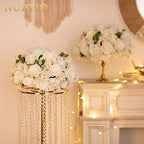 White Flower Balls for Table Centerpieces, 2 Pcs Large Fake Roses in White, alternate view 4