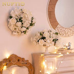 White Flower Balls for Table Centerpieces, 2 Pcs Large Fake Roses in White, alternate view 5