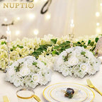 White Flower Balls for Table Centerpieces, 2 Pcs Large Fake Roses in White, alternate view 6
