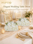 White Flower Centerpieces for Tables: 2 Pcs Artificial Rose Ball in White, alternate view 4