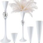 White Flower Vase for Centerpiece Table Decorations Wedding Reception Decor, 19.7 Inch Tall Metal Vase for